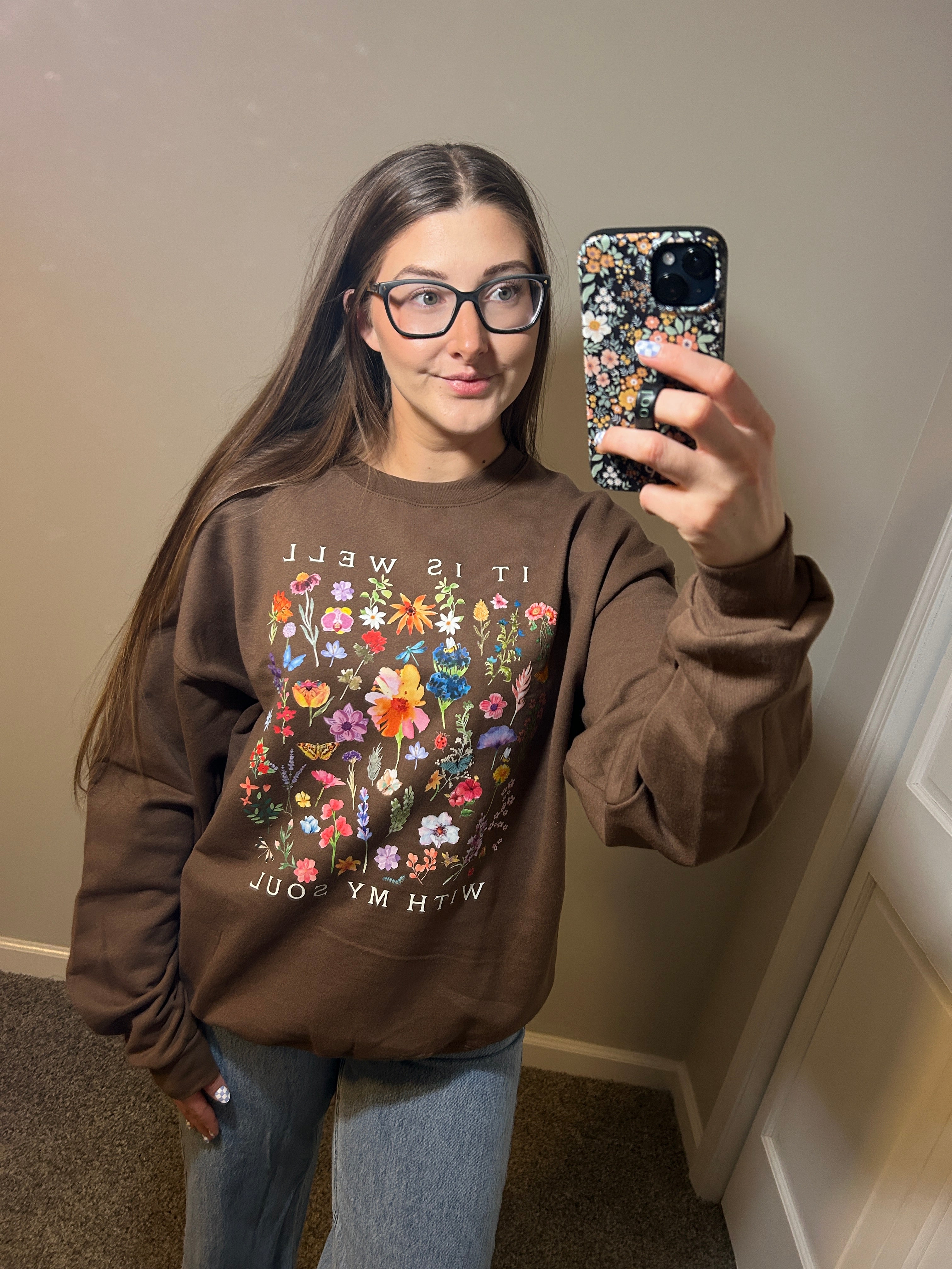 It Is Well Floral Crewneck